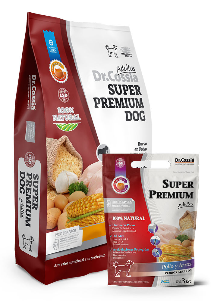 Bolsa de Dr. Cossia Super Premium Adulto 15kg para cachorros. Alimento balanceado Rosario. Envío a domicilio
